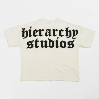Hierarchy Studios - White Wide Logo Oversized T-shirt