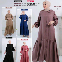 KAMILA DRESS ||TAUPE|| BY MORA Muslim Gamis Rayon Twill Wanita