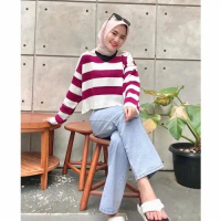 Sweater Rajut Fuji Crop Top Atasan knit Wanita Premium Korean Style Murah