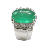 natural emerald muzo Colombia 7.85ct ring silver 999.9 handmade size 21