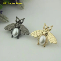 10pcs new 2 colors luggage handbags hardware accessories DIY bag shoes clothing pearl bee decoration accessories