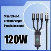 Kabel Pengisi Data 3-in-1 120W 5A Fast Charging Cable Berlaku untuk iP Type C USB Micro Charger USB 