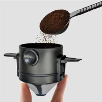 Portable Coffee Filter Portable Stainless Steel Drip Coffee Tea Holder Funnel Baskets Reusable Tea Infuser Stand Coffee Dripper