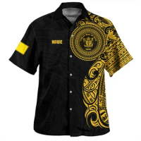 Summer Harajuku New 3D New Zealand Niue National Flag Printing Shirts Niue Coat Of Arm Graphic Short