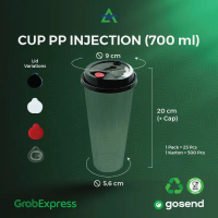 500PCS - SET PP IJNECTION DOFF 700ML / 22OZ - CUP INJECTION FROSTED - WINGOH