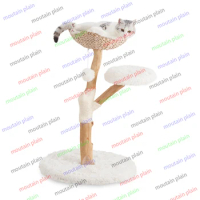 Natural Solid Wood Cat Scratching Tree Stable Base Morden Cat Tree Wood Cat Tower