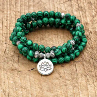 6 MM 108 Mala Bracelet Stone Beads Yoga Lotus OM Buddha Bracelets