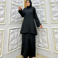 Kenara One Set - Kurung Melayu  Wanita  Muslim Polos Simpel Mewah Resleting Depan Setelan