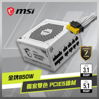 MSI微星 MAG A850GL PCIE5 WHITE 電源供應器