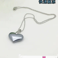 Natural Terahertz Wave Gemstone Heart Beads Healing Pendant Necklace AAA