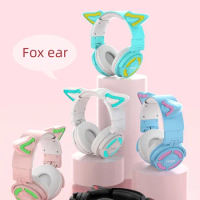 Head-mounted Bluetooth headset Fox ear Bluetooth headset Luminous music call headset with mic Wireless Bluetooth headset