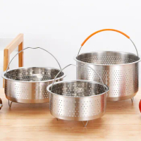 Stainless Steel Kitchen Steam Basket Pressure Cooker Anti-scald Steamer Multi-Function Fruit Cleaning Basket Cookeo Accessories