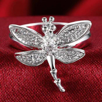 925 Sterling Silver Dragonfly Ring For Women Wedding Engagement Party Fashion Charm Jewelry