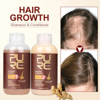 PURC Fast Hair Growth Shampoo Conditioner Thickener Anti Loss Hair Grow Shampoo Set Scalp Treatments Hair Care Products 600ml