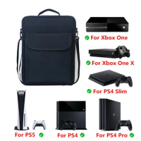 Gaming Carrying Case,Travel Shoulder Bag for Xbox One X PS5 PS4 Controller Console Game Accessories Protective Storage Pockets