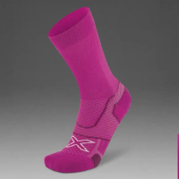 2Xu Vectr Cushion Compression Crew Sock - Kaos Kaki Lari Kompres 2Xu - Hyper Violet/White (Hvt/Wht) 