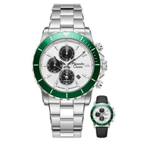 Alexandre Christie AC 6141 MC Limited Edition Anniv 25Thn Silver Ring Green