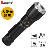 視睿Roxane不頻閃大泛光強光LED變焦手電筒X4組(CRI90高演色/色溫約6500K;Type-C充電;射程412米;亮度1200流明;6段調光;IPX-6防水)