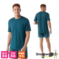 SmartWool官方直營 男美麗諾羊毛運動型網眼短袖 暮光藍(美麗諾羊毛衣 保暖衣 吸濕排汗 短袖上衣)
