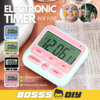 LCD Digital Electronic Kitchen Timer Reminder Countdown with Clock Alarm Switch Jam Penggera RANDOM 