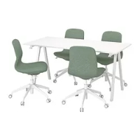 meja dan kursi konferensi, putih/hijau abu-abu, 160x80 cm