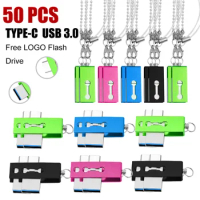 50Pcs Type-c Usb 3.0 Flash Drive for SmartPhone 256GB 128GB 64GB 32GB with 2 in 1 to lightning interface mini usb3.0 pendrive