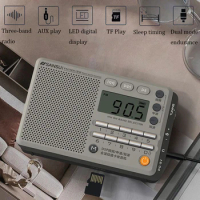 Portable Full Band Radio FM AM SW Radio Mini Rechargeable Bluetooth Speaker with LED Backlight Display Auto Manual Search