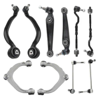 10PC Front Lower Upper Control Arms Tie Rod End Sway Bar Links Kit For BMW X5 X6
