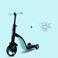 AddFun Three-In-One Children Scooter New Style Big Wheel Scooters for Kids Convertible Safety Collapsible Portable Child's Skate