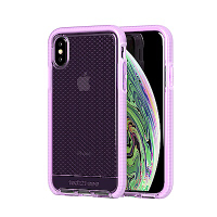 Tech 21英國超衝擊EVO CHECK iPhone X/Xs防撞軟質格紋保護殼-透紫
