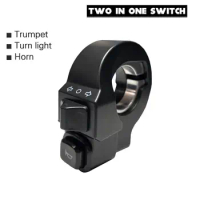 22mm Motorcycle Handlebar Switch Turn Signal Horn 2 in 1 Switch On/Off Lights Retrofit Scooters Ebike Motorcycle Parts Equipment