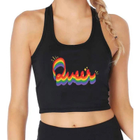 Pride Parade Bi Trans Queer Pan Light Design Sexy Crop Top LGBT Lesbian Gay Cotton Tank Top Creative Rainbow Text Print Camisole