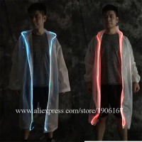 EL Wire Luminous Fluorescent Outdoor Hiking Climbing Raincoat Nightclub Christmas Masquerade Led Light Up Dress Stage Suit