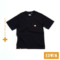 EDWIN PLUS+ 寬版口袋短袖T恤-男款 黑色