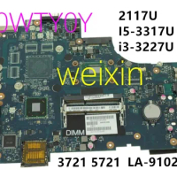 VAW11 17 LA-9102P For DELL Inspiron 3721 Laptop Motherboard 0N9G7X 0V98DM SR0XG I7-3537U SR0XL I5-3337U 2117U 100% working