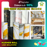 Wallpaper Dinding Marmer Glossy Roll 3M x 122CM Stiker  dan Pelapis Multifungsi PVC Anti Air Waterpr