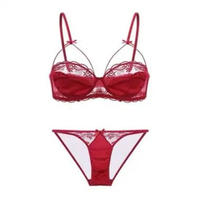 BRA SET PUSH UP KAWAT G STRING WANITA BIKINI 5B027 BRA+CD FREE ONGKIR AMAN Maroon/Bra+cd All Size