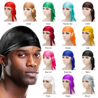 Topi Balut Kepala Elastik Satin, Jualan Panas, untuk Lelaki dan Wanita, Sutera Tiruan, Ekor Panjang,