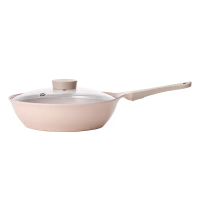 【NEOFLAM】BELA PINK系列鑄造28cm炒鍋+玻璃蓋(不挑爐具，瓦斯爐電磁爐可用)
