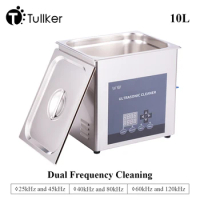 Tullker 10L Dual Frequency Ultrasonic Cleaner Bath 25/45kHz 40/80kHz Glasses Hardware Oil Rust Engine Repair Degreaser Cleaning