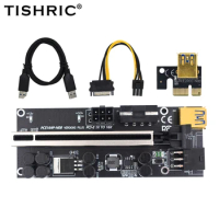 100Pcs TISHRIC Upgraded VER009s Plus PCI-E PCIE Riser Card Ver 009S SATA 15Pin to 6pin USB 3.0 Adapter For BTC Mining Miner