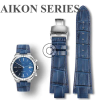 Genuine Leather Watch band 24mm For MAURICE LACROIX Watch AIKON AI6038 6007 AI6058 AI6008 Bracelet mbedded Steel Grain Men Strap