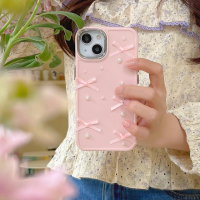 Handmade pearl bow pink case Untuk for iPhone X XS XR XSMAX 7P 8P 14Pro 11 13 12Pro 12promax 13Pro casing 12 13promax 14 14promax Untuk iPhone11 case