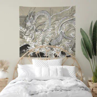 Dragon Japanese Ukiyo-e Utagawa Kuniyoshi Tan and White Tapestry