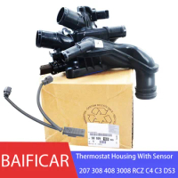 Baificar Brand New Coolant Thermostat Housing With Sensor 9810916980 For Peugeot 207 308 408 3008 RCZ Citroen C4 C3 DS3