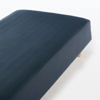 【MUJI 無印良品】再生聚酯速乾床包/SD/深藍 120*198*30cm 附鬆緊帶