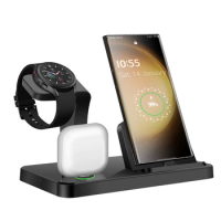Charging Station 3 in 1 Fast Wireless Charger for Samsung S23 S22 S21 Note 20 10 Z Flip Z Fold for Galaxy Watch 6 5 Pro 4 3 Buds