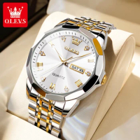 OLEVS Men's Luxury Stainless Steel Watch, Analog Quartz Watch for Men, Casual Waterproof Luminous Wr