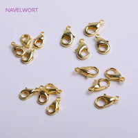18K Gold Plating Lobster Clasp With Closed Ring Brass Lobster Clasps Connector For Necklace Bracelet Making Findings