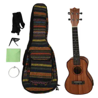 Irin 24 inch Ukulele Ukelele Uke Kit Sapele Wood with Lcd Eq Including Carrying Bag Capo Strings Strap Finger Maraca Cleaning Cl